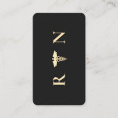 Carte De Visite Noir moderne RN Monogramme Caduceus Médicale (Devant)