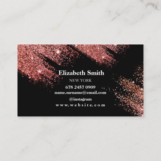 Carte de visite noir moderne rose pâle (Dos)