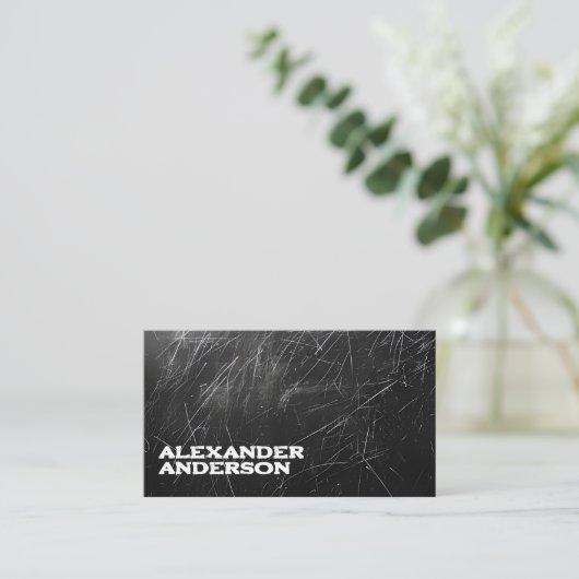 Carte De Visite Noir moderne Scribble Charbon Professionnel (Debout devant)