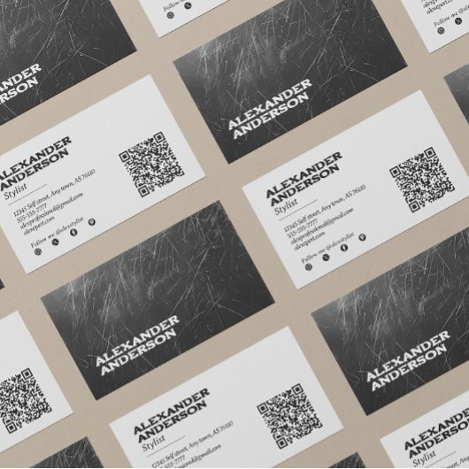 Carte De Visite Noir moderne Scribble Charbon Professionnel