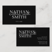 Carte De Visite Noir moderne tendance élégant (Devant / Derrière)