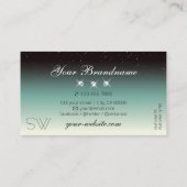 Carte De Visite Noir moderne Turquoise Gradient Bijoux étincelants (Dos)