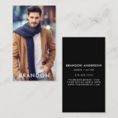 Carte De Visite Noir moderne W de photo modèle d'acteur (Devant / Derrière)