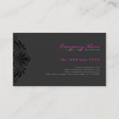 Carte De Visite Noir Monochromatique Fille Design Floral (Dos)