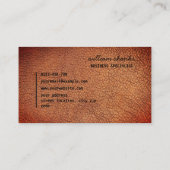 Carte De Visite Noir monogramme en cuir brun rustique (Dos)