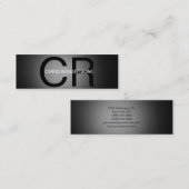 Carte de visite noir monogramme gris mince (Devant / Derrière)