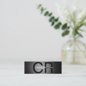 Carte de visite noir monogramme gris mince (Debout devant)