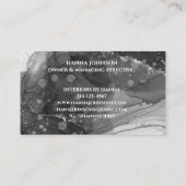 Carte De Visite Noir n Marbre blanc Agate Monogramme géode initial (Dos)