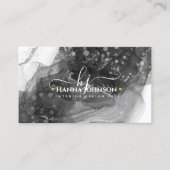 Carte De Visite Noir n Marbre blanc Agate Monogramme géode initial (Devant)