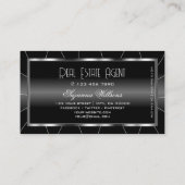 Carte De Visite Noir Noble et blanc avec Diamants Professionnel (Dos)