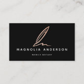 Carte De Visite Noir Noir Noir Rose Mobile Quill QR Code (Devant)