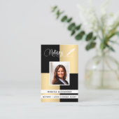 Carte De Visite Noir noir photo d'or QR code agent de signature de (Debout devant)