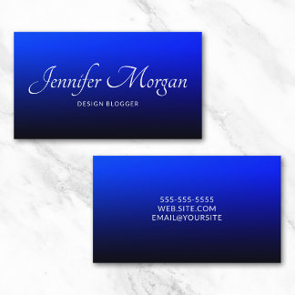 Carte De Visite Noir Nvy et Saphir Bleu Ombre Élégant