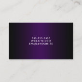 Carte De Visite Noir Ombre Violet Foncé Élégant Script (Dos)