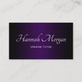 Carte De Visite Noir Ombre Violet Foncé Élégant Script (Devant)