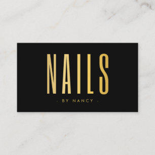 Carte De Visite Noir & Or Clou Artiste ongles minimaliste