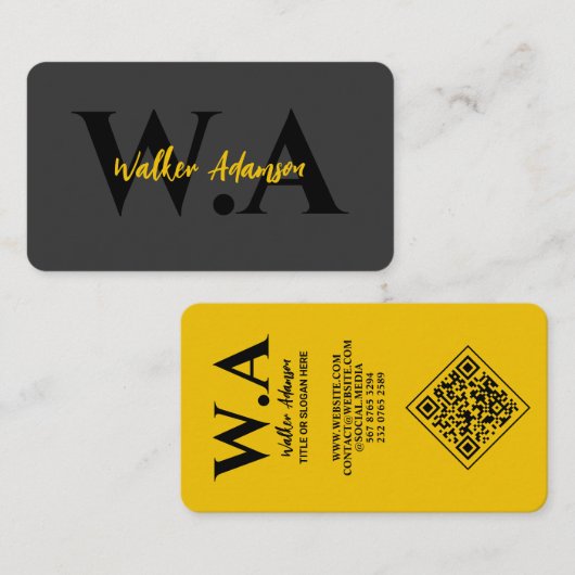 Carte De Visite Noir & Or de luxe | Monogramme professionnel moder (Devant / Derrière)