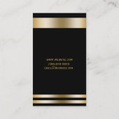 Carte De Visite Noir & Or Elegant Chic Moderne Glam Professionnel (Dos)