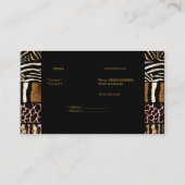 Carte De Visite Noir Or Élégant Mixte Zèbre Leopard Tiger (Dos)