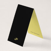 Carte De Visite Noir & Or Élégant Monogramme Moderne Plier Tente (Dos)