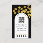Carte De Visite Noir & Or Feuille Moderne Arc Code QR (Dos)