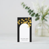 Carte De Visite Noir & Or Feuille Moderne Arc Code QR (Debout devant)