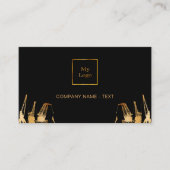 Carte De Visite Noir or grues de construction entrepreneur QR code (Devant)