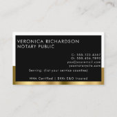 Carte De Visite Noir & Or Minimal Nettoyage Contemprary luxe Notai (Dos)