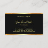 Carte De Visite Noir & Or Modèle Calligraphie Professionnel (Dos)