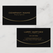 Carte De Visite Noir & Or moderne Design géométrique simple (Devant / Derrière)