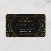 Carte De Visite Noir & Or moderne Élégant Bonjour (Dos)
