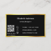 Carte De Visite Noir or moderne élégant code QR (Dos)