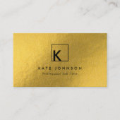 Carte De Visite Noir Or Moderne Monogramme Logo Minimal (Devant)