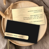 Carte De Visite Noir Or Moderne Simple Élégant Métal Brossé