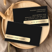 Carte De Visite Noir Or Moderne Simple Élégant Métal Brossé