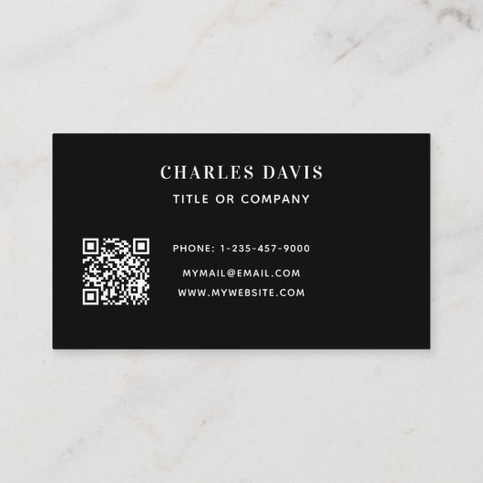 Carte De Visite Noir or monogramme initiales code Qr logo (Dos)