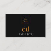 Carte De Visite Noir or monogramme initiales code Qr logo (Devant)