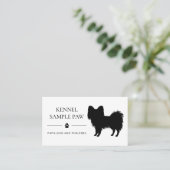 Carte De Visite Noir Papillon Silhouette Chien Kennel Ou Éleveur (Debout devant)