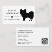 Carte De Visite Noir Papillon Silhouette Chien Kennel Ou Éleveur (Devant / Derrière)