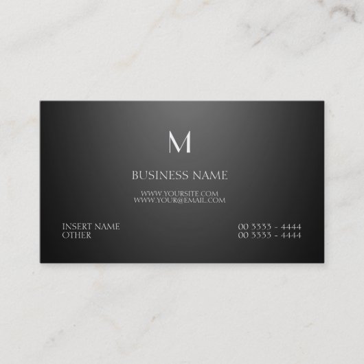 Carte De Visite Noir parisien élégant et de monogramme (Devant)