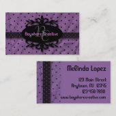 Carte de visite noir pourpre élégant (Devant / Derrière)