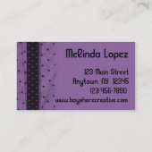 Carte de visite noir pourpre élégant (Dos)