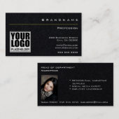 Carte De Visite Noir Premium avec logo et photo pour employé (Devant / Derrière)