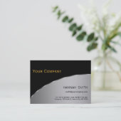 Carte De Visite Noir professionnel Argent Métal Moderne Élégant (Debout devant)