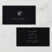 Carte De Visite Noir professionnel de monogramme moderne de (Devant / Derrière)