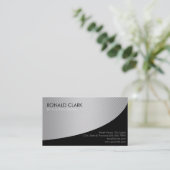 Carte De Visite Noir professionnel en métal de fibre de carbone (Debout devant)