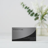 Carte De Visite Noir professionnel en métal de fibre de carbone (Debout devant)