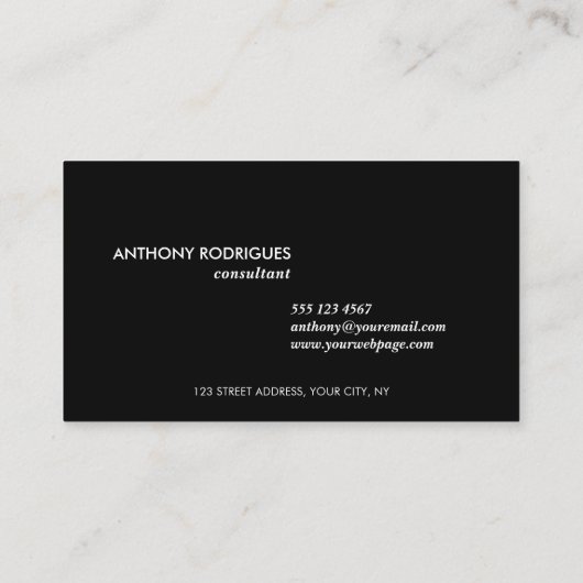 Carte de visite noir professionnel moderne (Dos)