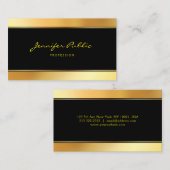 Carte De Visite Noir professionnel moderne et modèle simple d'or (Devant / Derrière)