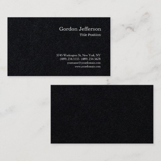 Carte De Visite Noir Professionnel Simple Moderne Plain (Devant / Derrière)
